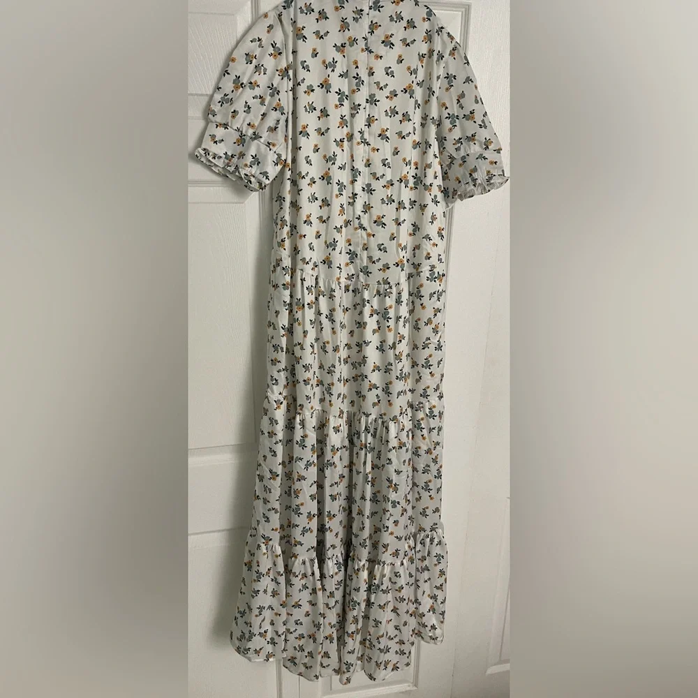 NWT Sister Jane Wild Flower Tiered Maxi Dress in Ivory/Yellow/Blue - Picture 2 of 6